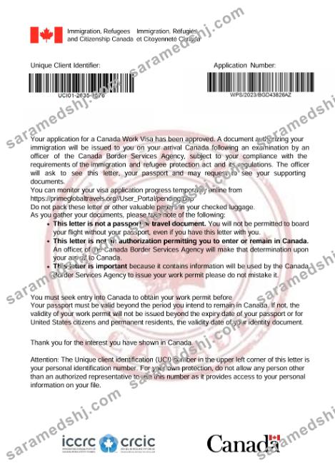 Canada visa approval letter template in Word and PDF formats